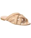 Stuart Weitzman Crossover Leather Slide In Beige