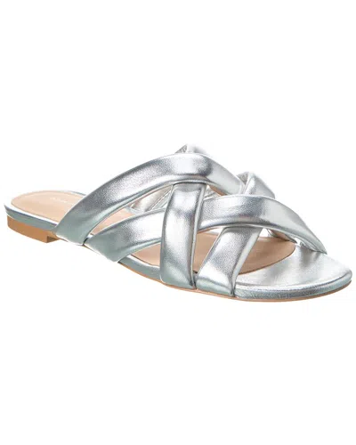 Stuart Weitzman Crossover Leather Slide In Silver