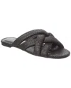 Stuart Weitzman Crossover Raffia Slide Sandal In Black
