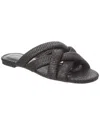 Stuart Weitzman Crossover Raffia Slide Sandal In Black