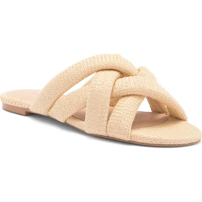 STUART WEITZMAN STUART WEITZMAN CROSSOVER RAFFIA SLIDE SANDAL