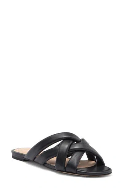 Stuart Weitzman Crossover Leather Slide In Black