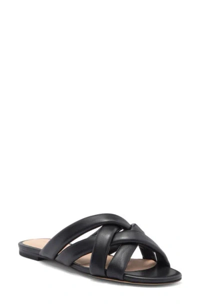 Stuart Weitzman Crossover Leather Slide In Black