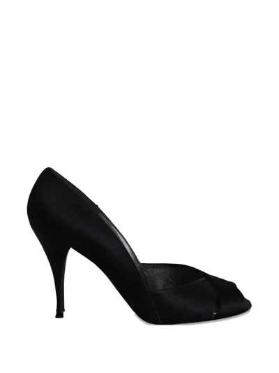Pre-owned Stuart Weitzman Crossover-strap Peep-toe Pumps In Black