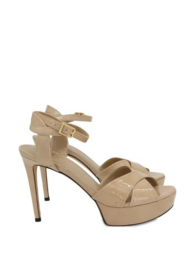 Pre-owned Stuart Weitzman Crossover-strap Platform Sandals In Neutral