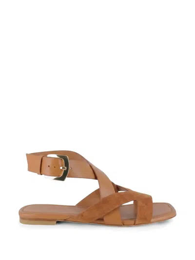 Stuart Weitzman Crossover-strap Sandals In Brown
