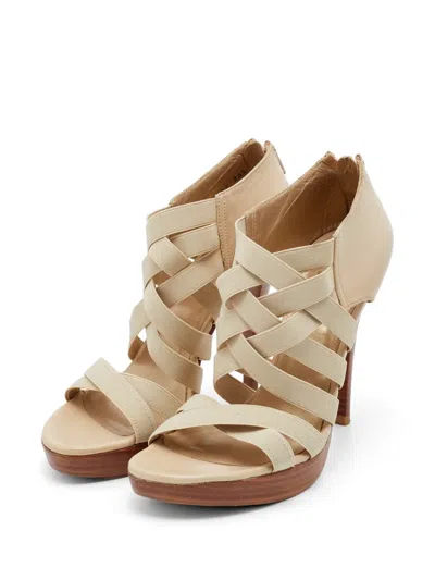 Pre-owned Stuart Weitzman Cross-strap Platform Sandals In Neutral