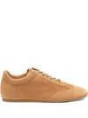 Stuart Weitzman Cruz Lace-up Suede Sneakers In Brown