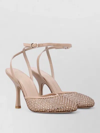 Stuart Weitzman Crystal Ankle Strap Sandal Pump In Neutral