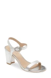 Stuart Weitzman Crystal 75 Leather Block Sandal In Museline