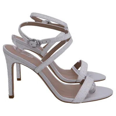 Pre-owned Stuart Weitzman Crystal Buckle 95 Sandals In White Glitter And Leather