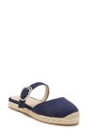 Stuart Weitzman Crystal Buckle Espadrille Mule In Blue
