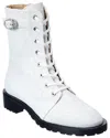 Stuart Weitzman Crystal Buckle Lace-up Bootie In White