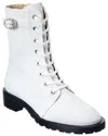Stuart Weitzman Crystal Buckle Lace-up Bootie In White