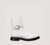 Stuart Weitzman Crystal Buckle Zip Bootie The Sw Outlet In White