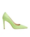 Stuart Weitzman Crystal-embellished Pointed-toe Pumps In Green