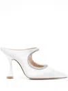 Stuart Weitzman Women's Curve Crystal-embellished Satin Mules In White