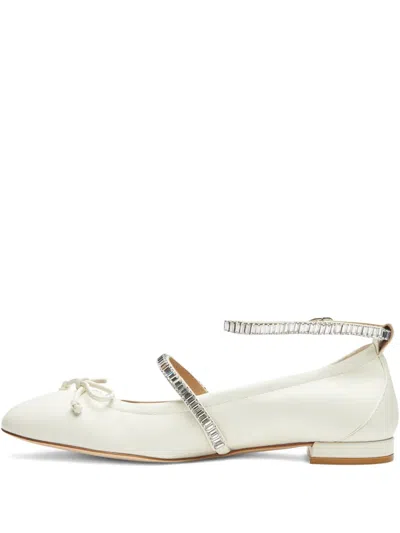 Stuart Weitzman Crystal-embellished Bow Flats