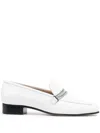 Stuart Weitzman Crystal Embellished Loafers In White