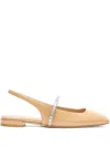Stuart Weitzman Crystal-embellished Slingback Flats In Orange