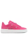Stuart Weitzman Crystal-embellished Suede Sneakers In Pink