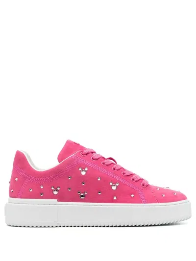 STUART WEITZMAN CRYSTAL-EMBELLISHED SUEDE SNEAKERS
