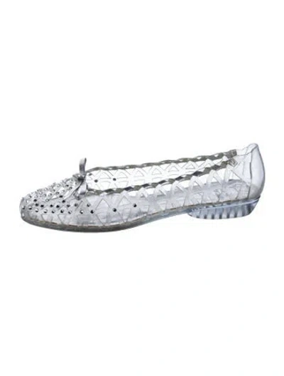 Pre-owned Stuart Weitzman Crystal Embellishments Ballet Flats In Silver