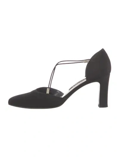 Pre-owned Stuart Weitzman Crystal Embellishments D'orsay Pumps In Black