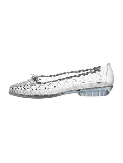 Pre-owned Stuart Weitzman Crystal Embellishments Flats In Transparent