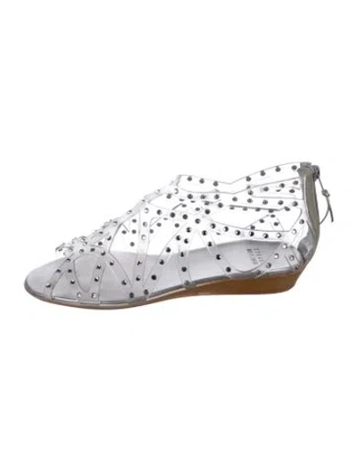 Pre-owned Stuart Weitzman Crystal Embellishments Gladiator Sandals In Silver