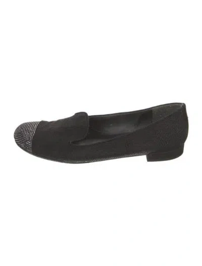 Pre-owned Stuart Weitzman Crystal Embellishments Loafers In Black