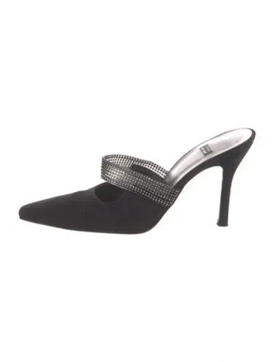 Pre-owned Stuart Weitzman Crystal Embellishments Mules In Black