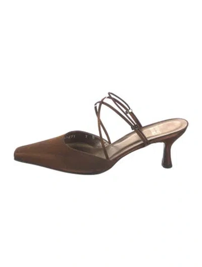 Pre-owned Stuart Weitzman Crystal Embellishments Pumps In Brown/metallic