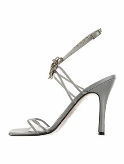 Pre-owned Stuart Weitzman Crystal Embellishments Sandals In Gray