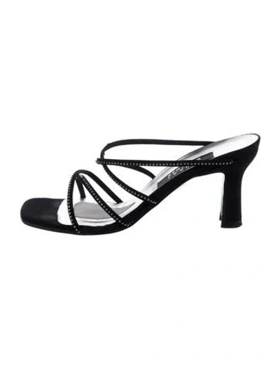Pre-owned Stuart Weitzman Crystal Embellishments Slides In Black