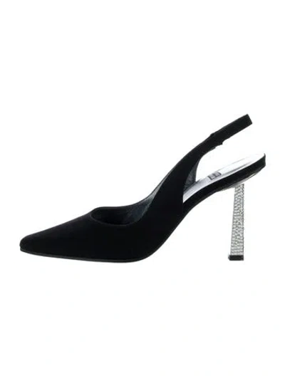 Pre-owned Stuart Weitzman Crystal Embellishments Slingback Pumps In Black