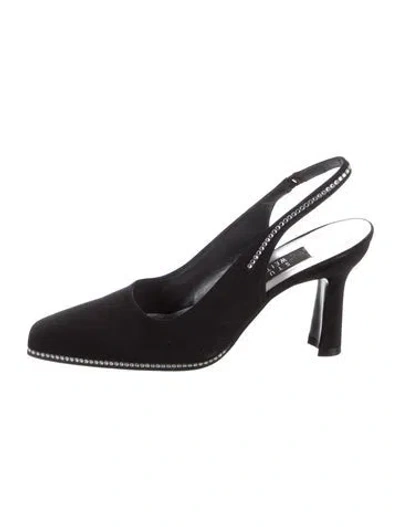 Pre-owned Stuart Weitzman Crystal Embellishments Slingback Pumps In Black