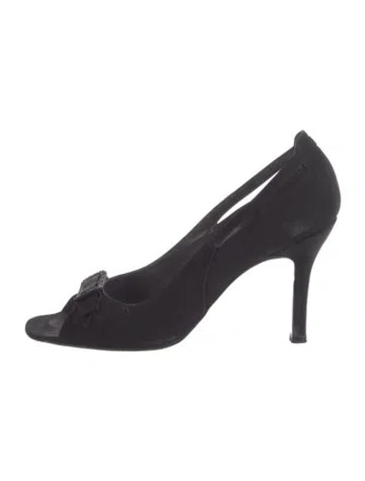 Pre-owned Stuart Weitzman Crystal Embellishments Slingback Sandals In Black