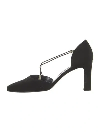 Pre-owned Stuart Weitzman Crystal Embellishments T-strap Pumps In Black