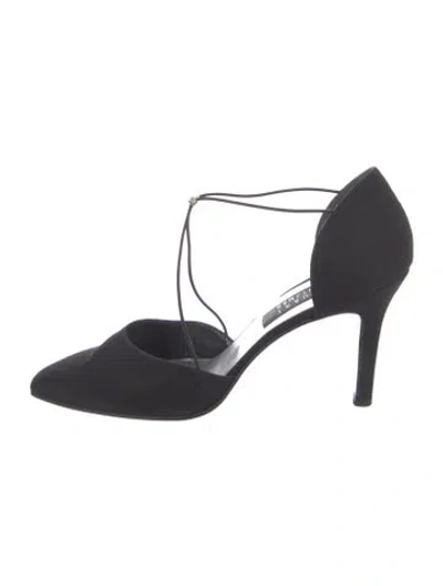 Pre-owned Stuart Weitzman Crystal Embellishments T-strap Pumps In Black