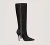 Stuart Weitzman Women's Crystal Fringe 100mm Leather Knee-high Boots In Black & Black Diamond
