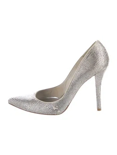 Pre-owned Stuart Weitzman Crystal Pumps In Silver