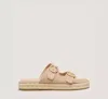 Stuart Weitzman Crystal Ring Espadrille Flat Slide The Sw Outlet In Golden Beige