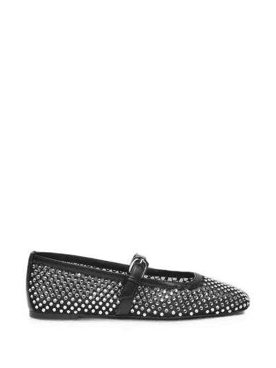 Stuart Weitzman Crystal-embellished Mesh Ballet Flats In Black