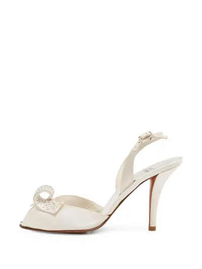 Pre-owned Stuart Weitzman Crystal-embellished Slingback Sandals In Neutral