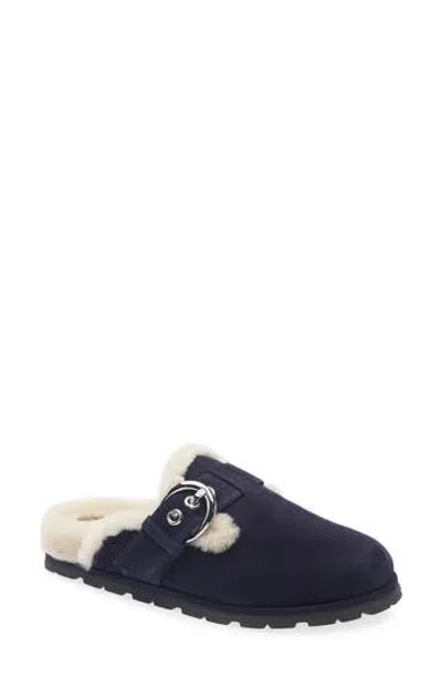 Stuart Weitzman Cryste Genuine Shearling Mule In Blue