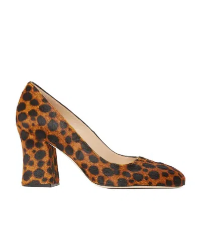 Stuart Weitzman Curveblock Leopard-print Pumps In Brown