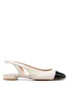 Stuart Weitzman Sleek Slingback Leather Ballerina Shoes In Cream Black