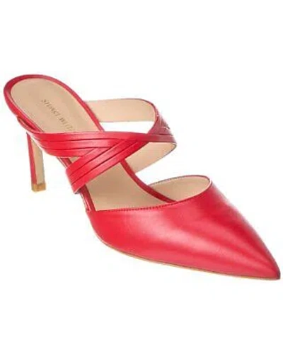 Pre-owned Stuart Weitzman Cutout Leather Mule Women's In Red