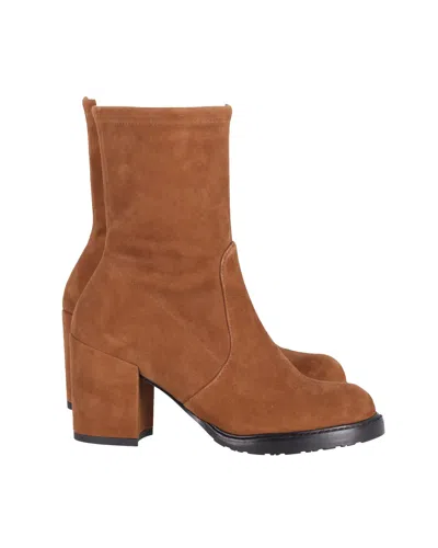 Stuart Weitzman Dalenna Sock Ankle Boots In Tan Suede In Brown